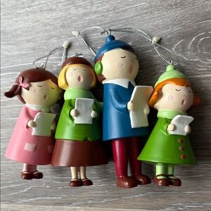 Set of 4 Colorful Christmas Caroler Ornaments